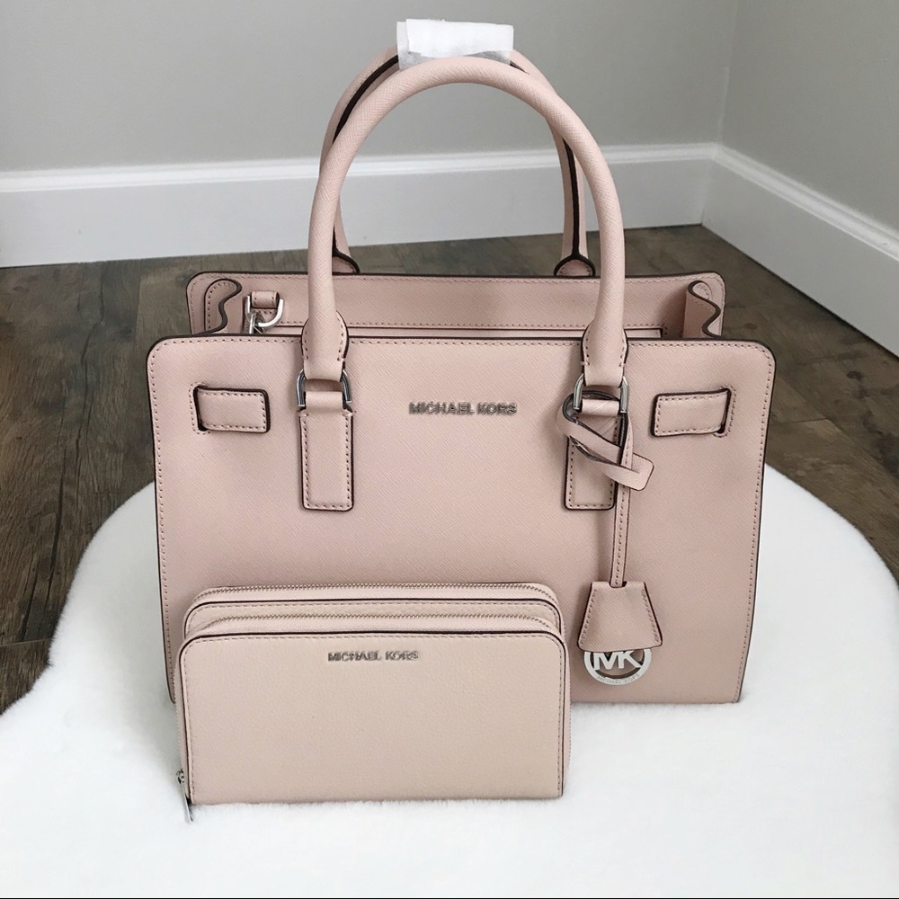 MIchael Kors Dillon Leather Satchel and Adele Wallet Ballet Pink